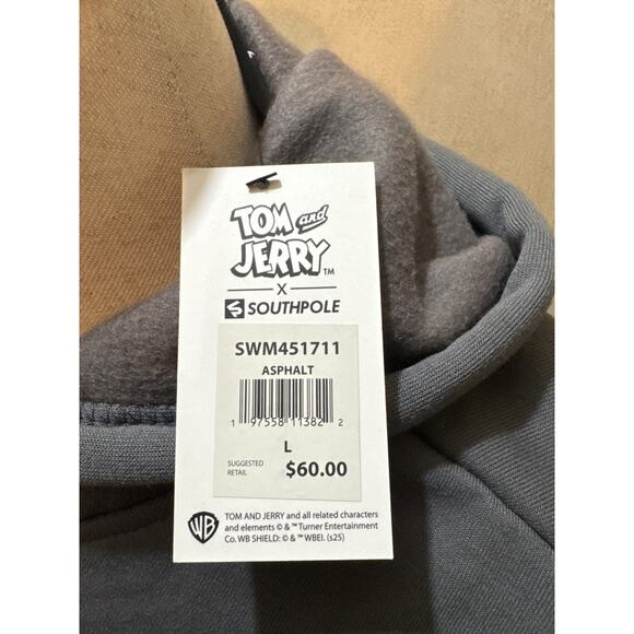 Tom & Jerry x Southpole Hoodie Size L | Puff Print | Asphalt Gray | NWT $60 MSRP - Picture 3 of 8